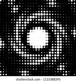 Abstract grunge grid polka dot halftone background pattern. Spotted black and white vector line illustration
