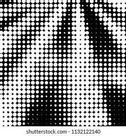 Abstract grunge grid polka dot halftone background pattern. Spotted black and white vector line illustration
