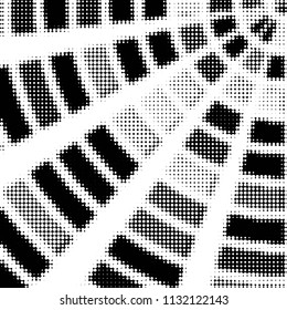 Abstract grunge grid polka dot halftone background pattern. Spotted black and white vector line illustration
