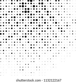 Abstract grunge grid polka dot halftone background pattern. Spotted black and white vector line illustration
