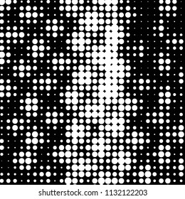 Abstract grunge grid polka dot halftone background pattern. Spotted black and white vector line illustration
