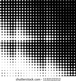 Abstract grunge grid polka dot halftone background pattern. Spotted black and white vector line illustration
