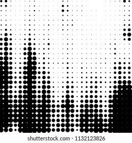Abstract grunge grid polka dot halftone background pattern. Spotted black and white vector line illustration
