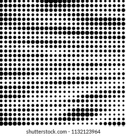 Abstract grunge grid polka dot halftone background pattern. Spotted black and white vector line illustration

