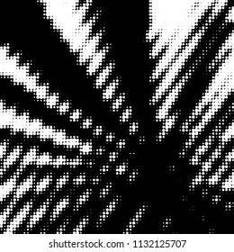 Abstract grunge grid polka dot halftone background pattern. Spotted black and white vector line illustration
