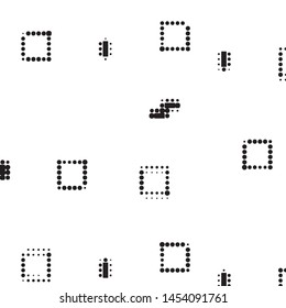 Abstract grunge grid polka dot halftone background pattern. Spotted black and white vector line illustration