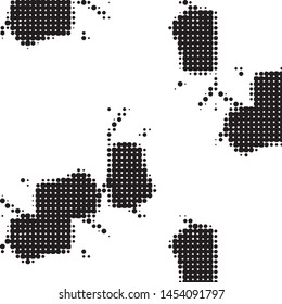 Abstract grunge grid polka dot halftone background pattern. Spotted black and white vector line illustration