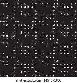 Abstract grunge grid polka dot halftone background pattern. Spotted black and white vector line illustration