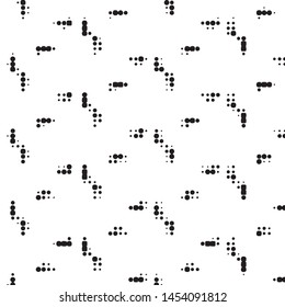 Abstract grunge grid polka dot halftone background pattern. Spotted black and white vector line illustration