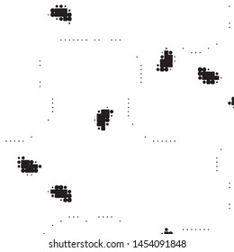 Abstract grunge grid polka dot halftone background pattern. Spotted black and white vector line illustration