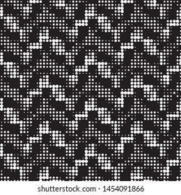 Abstract grunge grid polka dot halftone background pattern. Spotted black and white vector line illustration