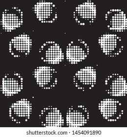 Abstract grunge grid polka dot halftone background pattern. Spotted black and white vector line illustration