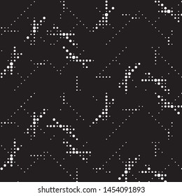 Abstract grunge grid polka dot halftone background pattern. Spotted black and white vector line illustration
