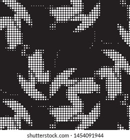 Abstract grunge grid polka dot halftone background pattern. Spotted black and white vector line illustration