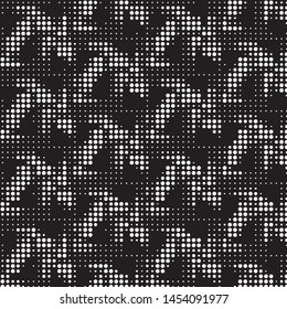 Abstract grunge grid polka dot halftone background pattern. Spotted black and white vector line illustration