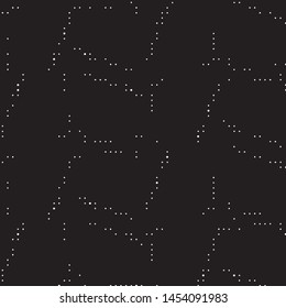 Abstract grunge grid polka dot halftone background pattern. Spotted black and white vector line illustration