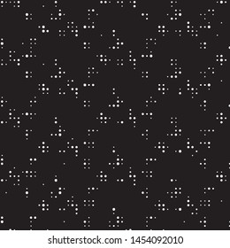 Abstract grunge grid polka dot halftone background pattern. Spotted black and white vector line illustration