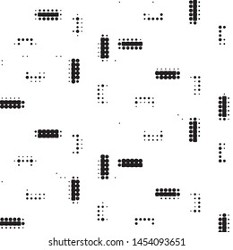 Abstract grunge grid polka dot halftone background pattern. Spotted black and white vector line illustration