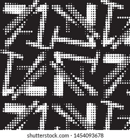 Abstract grunge grid polka dot halftone background pattern. Spotted black and white vector line illustration