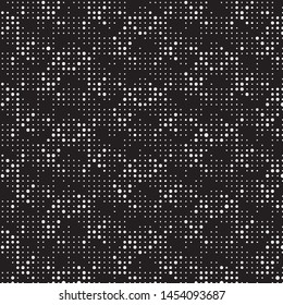 Abstract grunge grid polka dot halftone background pattern. Spotted black and white vector line illustration