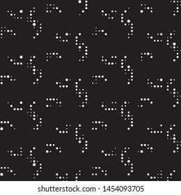 Abstract grunge grid polka dot halftone background pattern. Spotted black and white vector line illustration