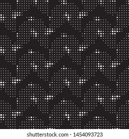 Abstract grunge grid polka dot halftone background pattern. Spotted black and white vector line illustration