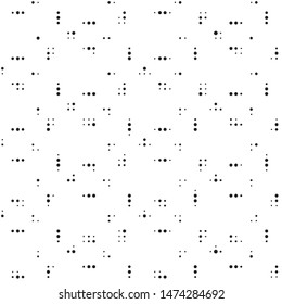Abstract grunge grid polka dot halftone background pattern. Spotted black and white vector line illustration