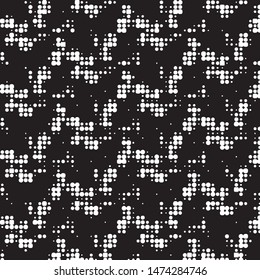 Abstract grunge grid polka dot halftone background pattern. Spotted black and white vector line illustration