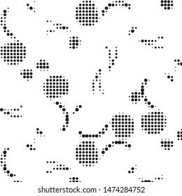Abstract grunge grid polka dot halftone background pattern. Spotted black and white vector line illustration