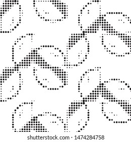 Abstract grunge grid polka dot halftone background pattern. Spotted black and white vector line illustration