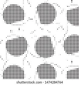 Abstract grunge grid polka dot halftone background pattern. Spotted black and white vector line illustration