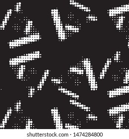 Abstract grunge grid polka dot halftone background pattern. Spotted black and white vector line illustration