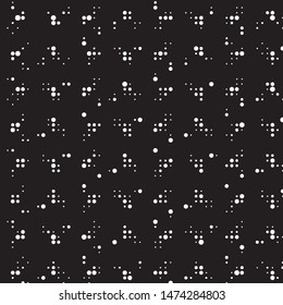 Abstract grunge grid polka dot halftone background pattern. Spotted black and white vector line illustration
