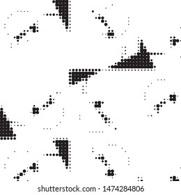 Abstract grunge grid polka dot halftone background pattern. Spotted black and white vector line illustration