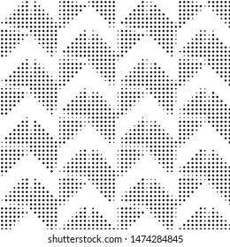 Abstract grunge grid polka dot halftone background pattern. Spotted black and white vector line illustration