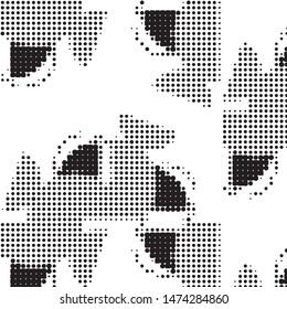 Abstract grunge grid polka dot halftone background pattern. Spotted black and white vector line illustration