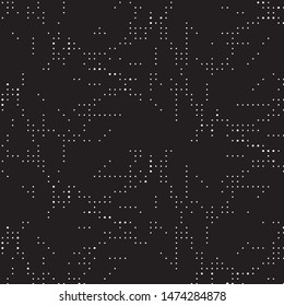 Abstract grunge grid polka dot halftone background pattern. Spotted black and white vector line illustration
