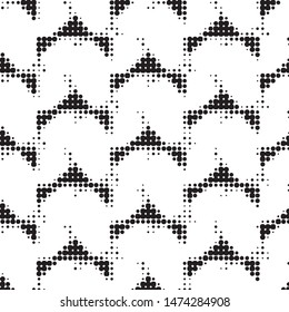 Abstract grunge grid polka dot halftone background pattern. Spotted black and white vector line illustration