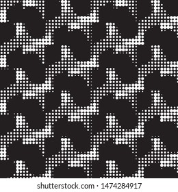 Abstract grunge grid polka dot halftone background pattern. Spotted black and white vector line illustration
