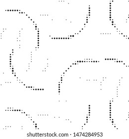 Abstract grunge grid polka dot halftone background pattern. Spotted black and white vector line illustration