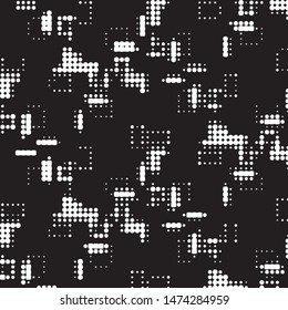 Abstract grunge grid polka dot halftone background pattern. Spotted black and white vector line illustration