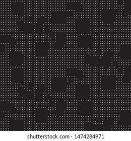 Abstract grunge grid polka dot halftone background pattern. Spotted black and white vector line illustration