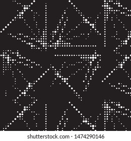 Abstract grunge grid polka dot halftone background pattern. Spotted black and white vector line illustration