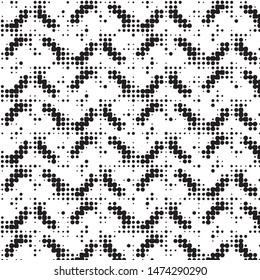 Abstract grunge grid polka dot halftone background pattern. Spotted black and white vector line illustration