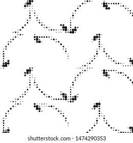 Abstract grunge grid polka dot halftone background pattern. Spotted black and white vector line illustration