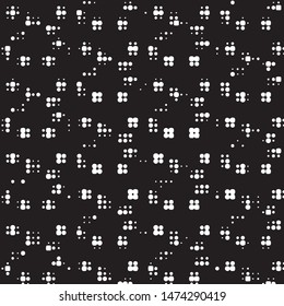 Abstract grunge grid polka dot halftone background pattern. Spotted black and white vector line illustration