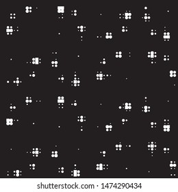 Abstract grunge grid polka dot halftone background pattern. Spotted black and white vector line illustration