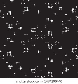 Abstract grunge grid polka dot halftone background pattern. Spotted black and white vector line illustration