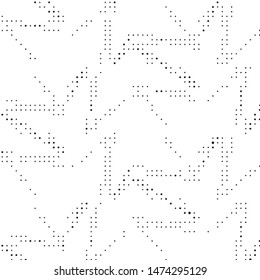 Abstract grunge grid polka dot halftone background pattern. Spotted black and white vector line illustration
