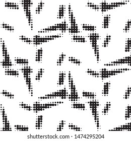 Abstract grunge grid polka dot halftone background pattern. Spotted black and white vector line illustration